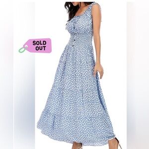 🆕 OSTOO Mid length Dress Slip on  Sz:Large.  Baby blue Polkadot